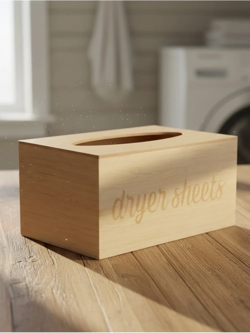 Natural Wood Dryer Sheets Holder Box